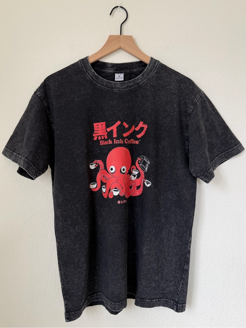 Washed Silver-black Cotton T-shirt Coffe Ink. 100% Cotton Size M Men. New